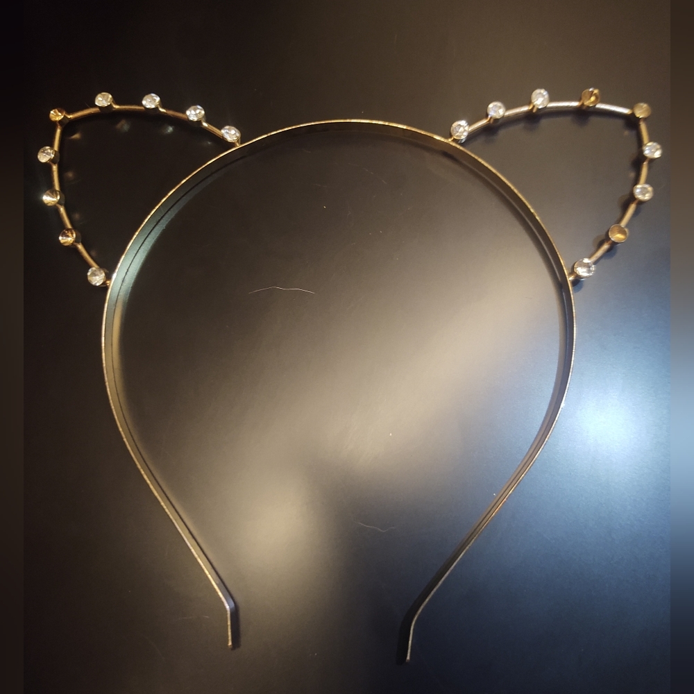 Gold Tone Metal Headband with Cat Ears